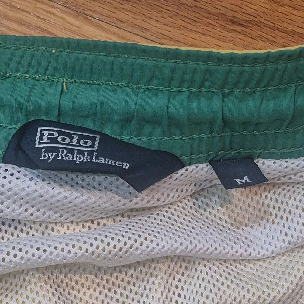 Polo Ralph Lauren Swim Trunks Mens Medium Yellow Green Pony Mesh Lined